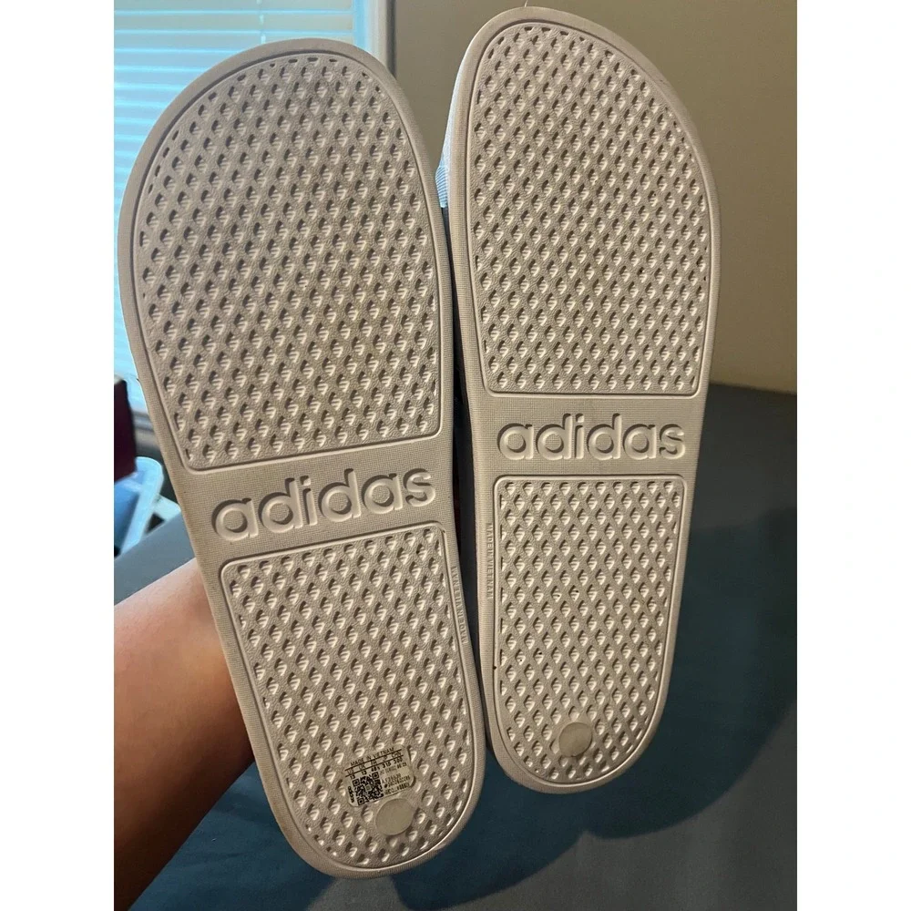 Adidas Adilette Aqua Slides Mens Size 13 White Black F35539 Striped Sandals‎